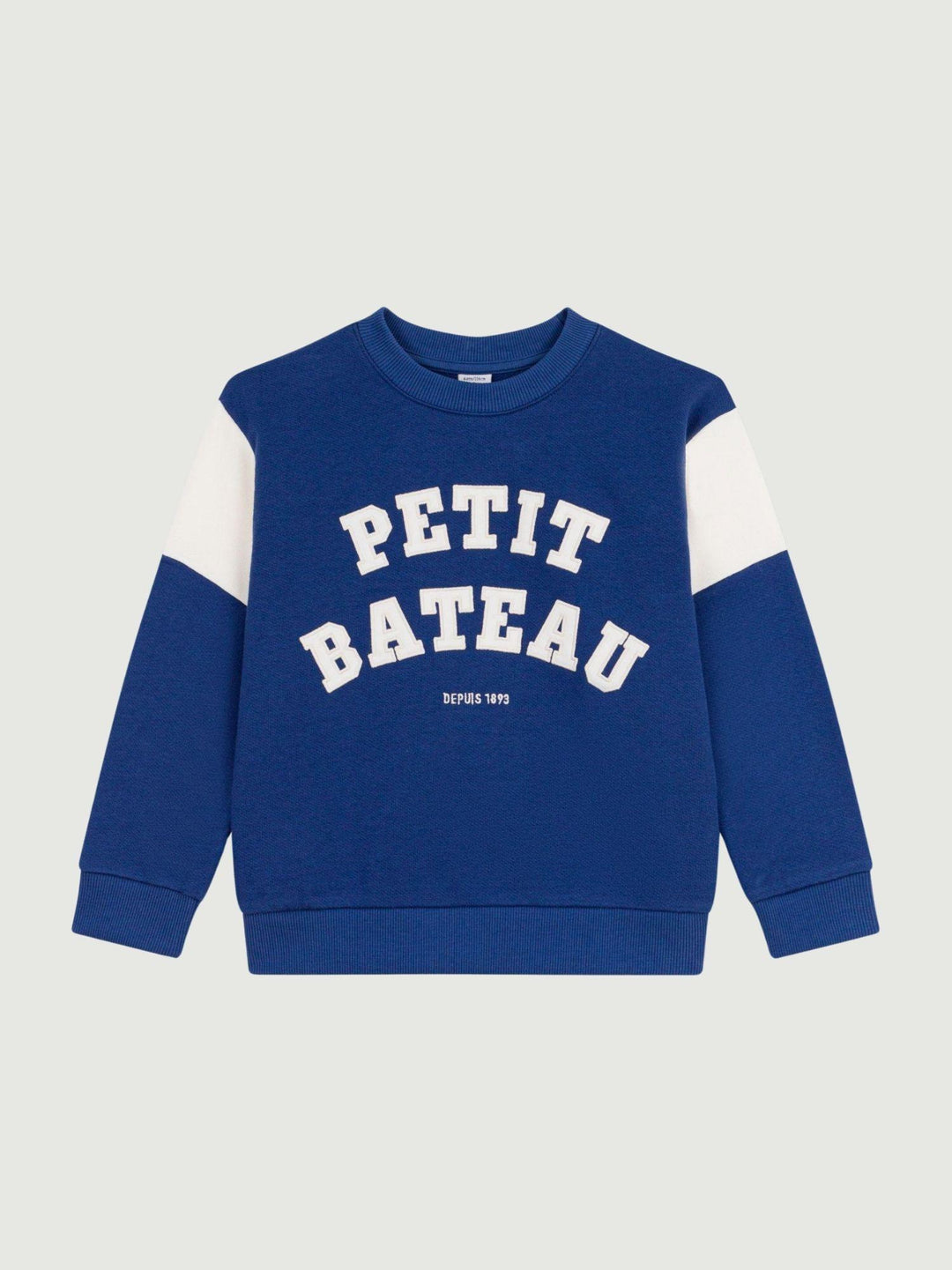 Felpa con logo frontale in cotone blu A0F58 01 PETIT BATEAU 