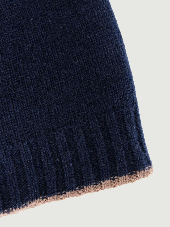 BERRETTO IN CASHMERE BLU NAVY E MARRONE 116 LEGNO ANDREA MORANDO 