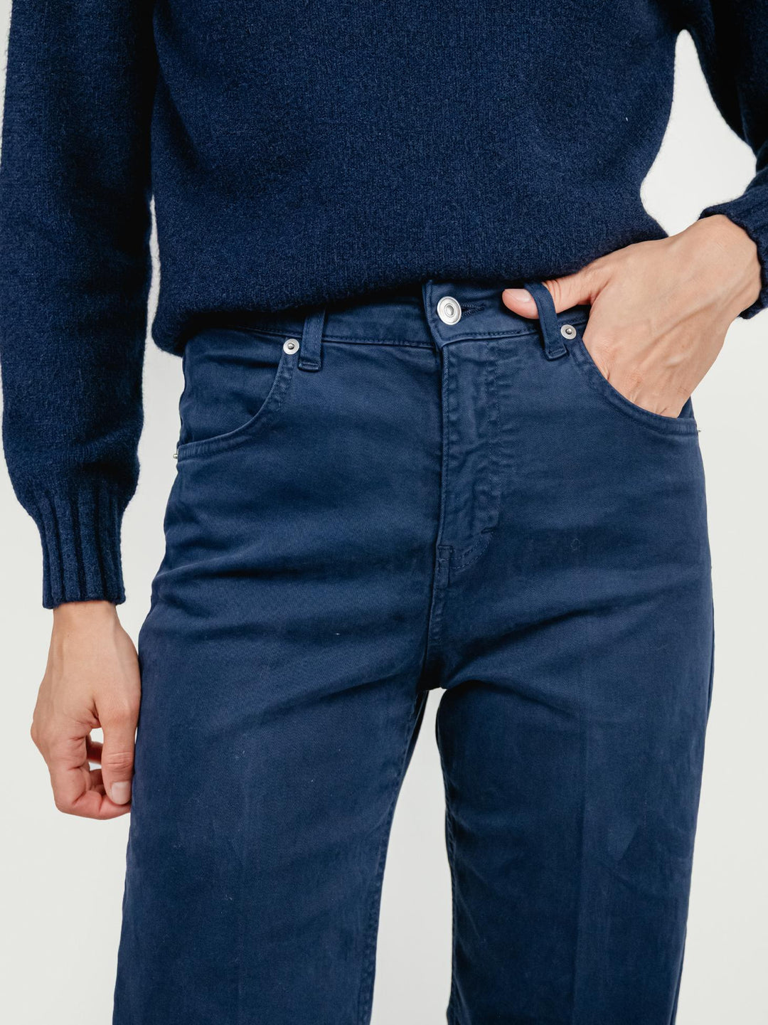 PANTALONE 5 TASCHE A PALAZZO BLU 805343JA BLU ANDREA MORANDO 