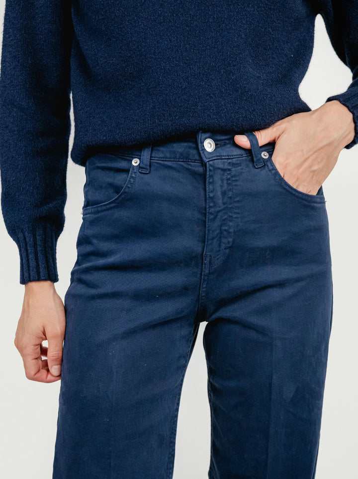 PANTALONE 5 TASCHE A PALAZZO BLU 805343JA BLU ANDREA MORANDO 