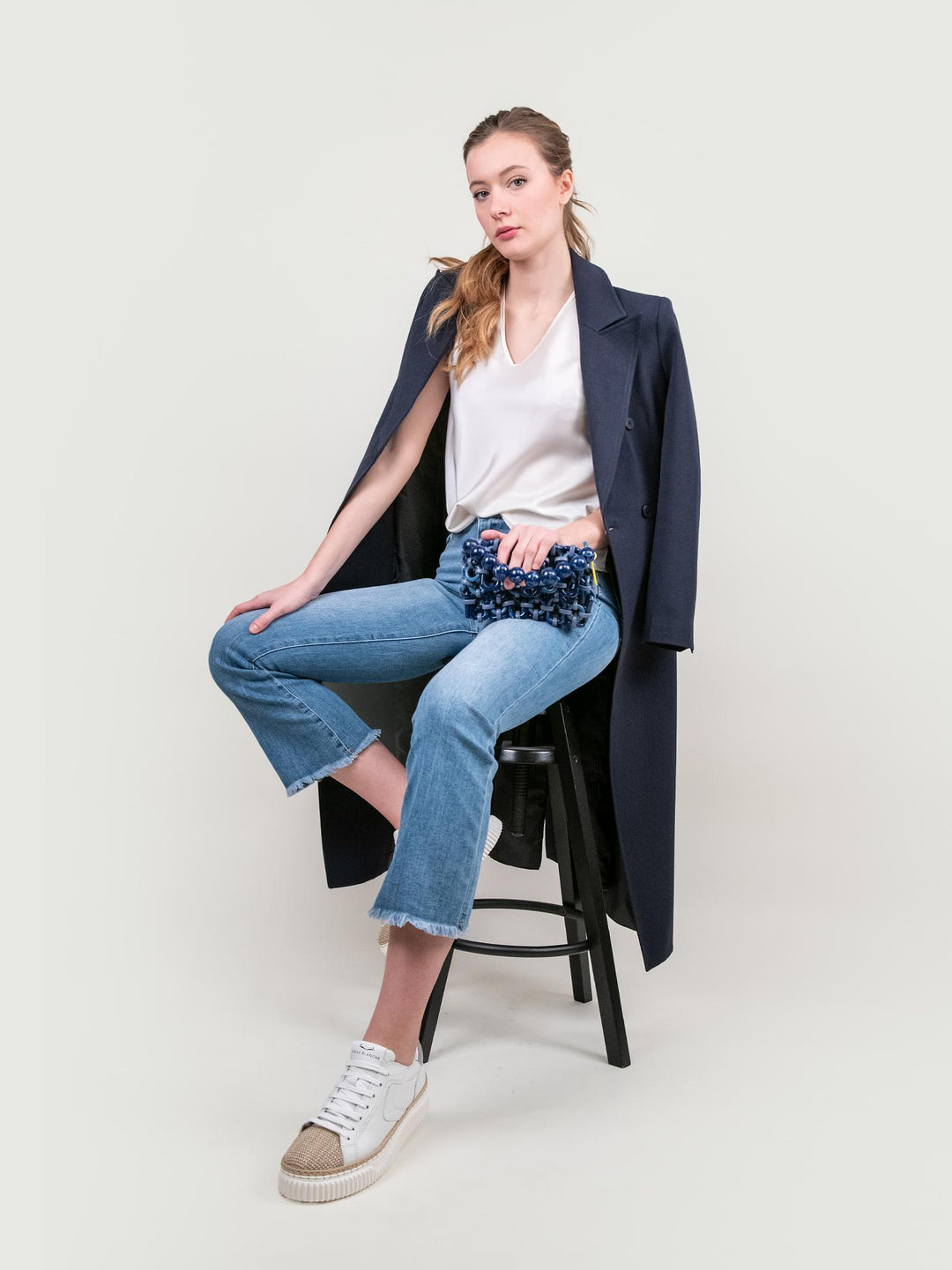 JEANS 5 TASCHE SFRANGIATO IN DENIM CHIARO 1356 DENIM CHIARO ANDREA MORANDO 
