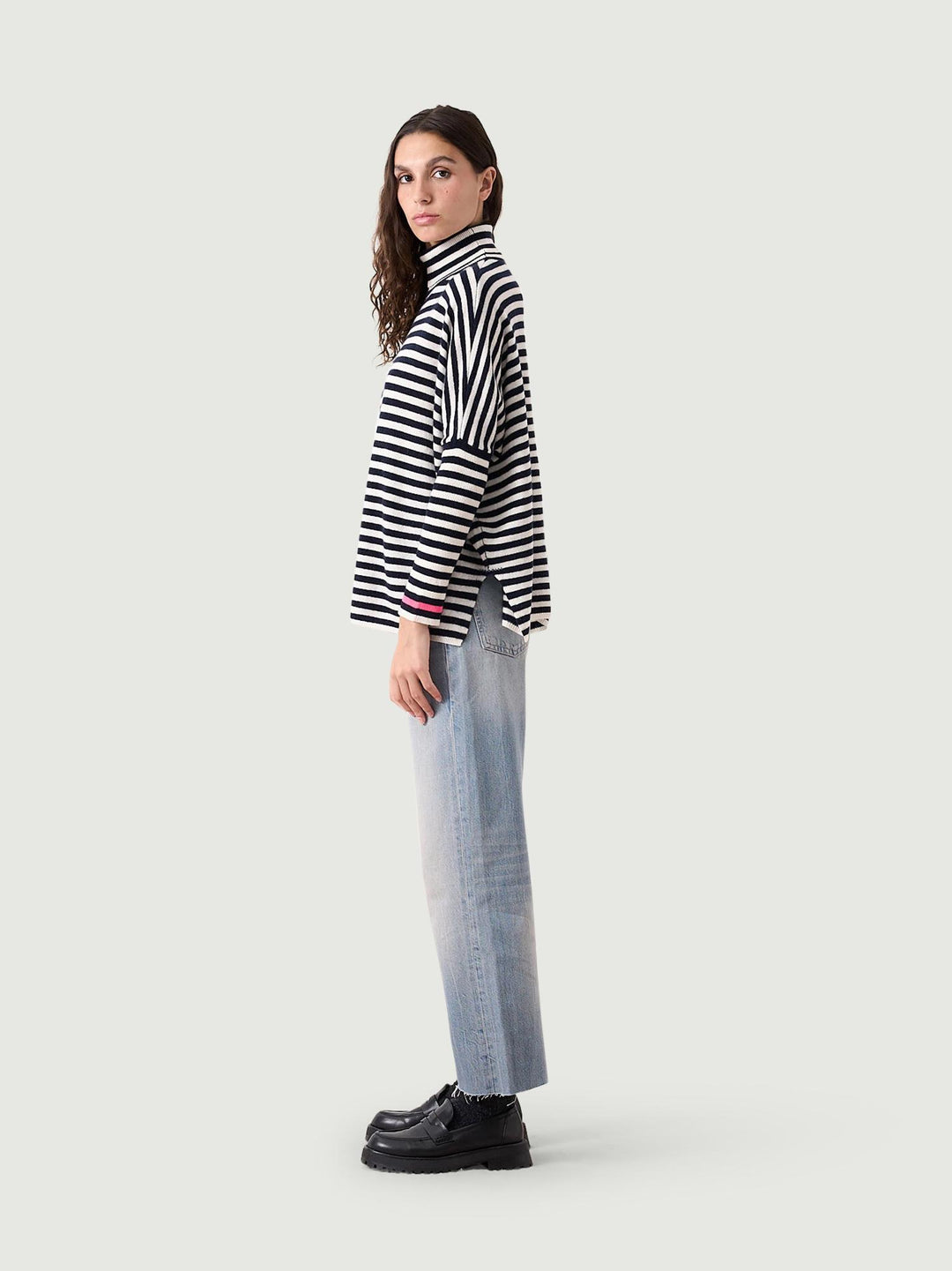 Dolcevita JOANNA IN cashmere A RIGHE Blu e bianco JOANNA NAVY ABSOLUT CASHMERE 