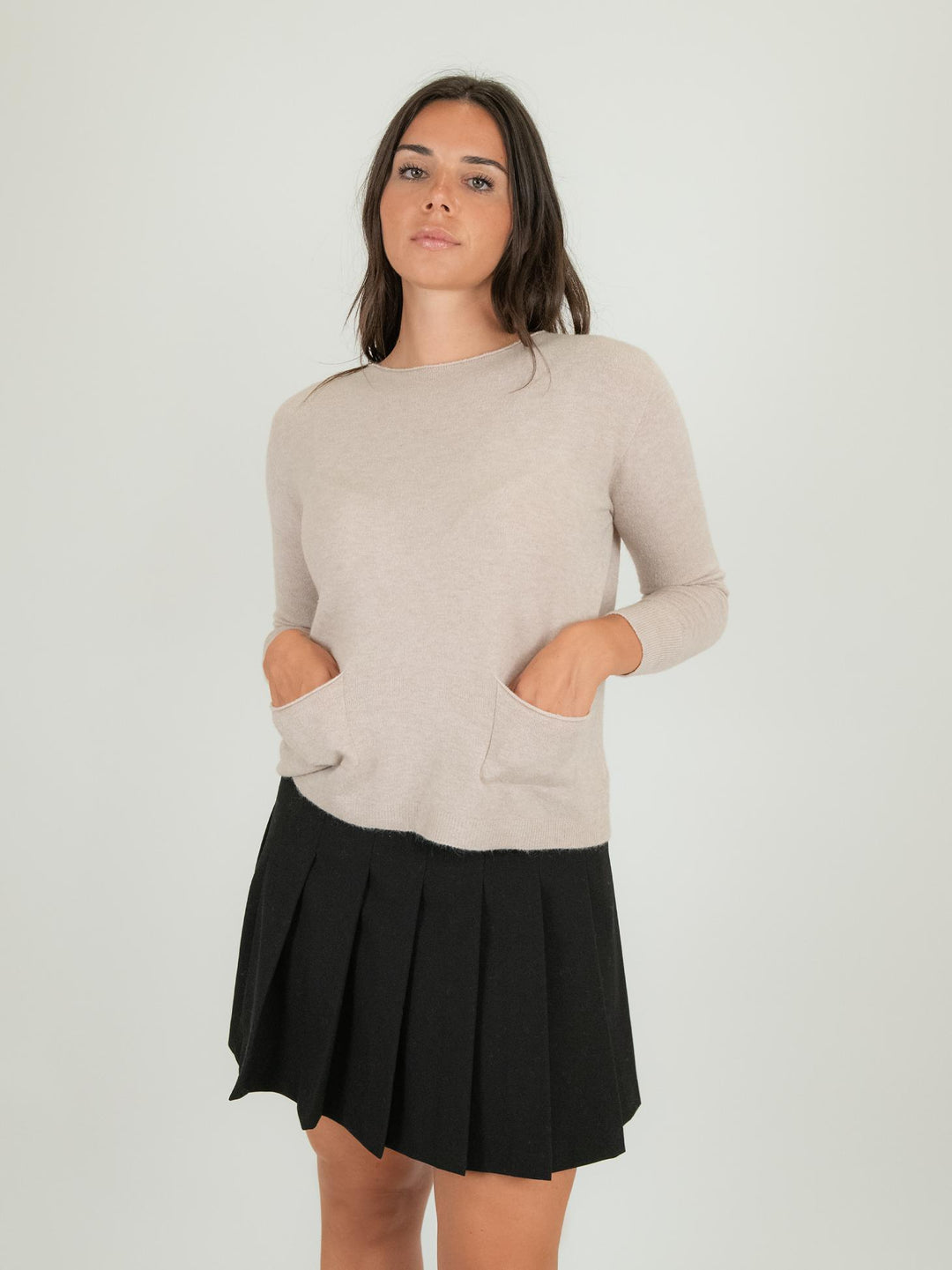 MINI GONNA A PIEGHE NERA 4041 Z001 ANDREA MORANDO 