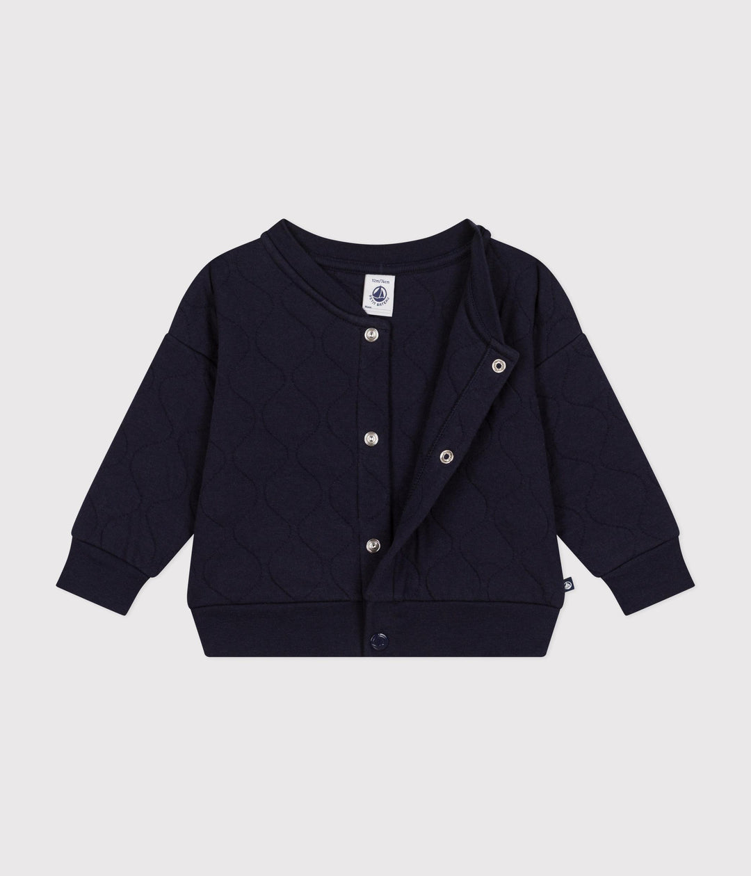 Cardigan blu scuro teddy in tubique trapuntato blu A0BPU 01 PETIT BATEAU 