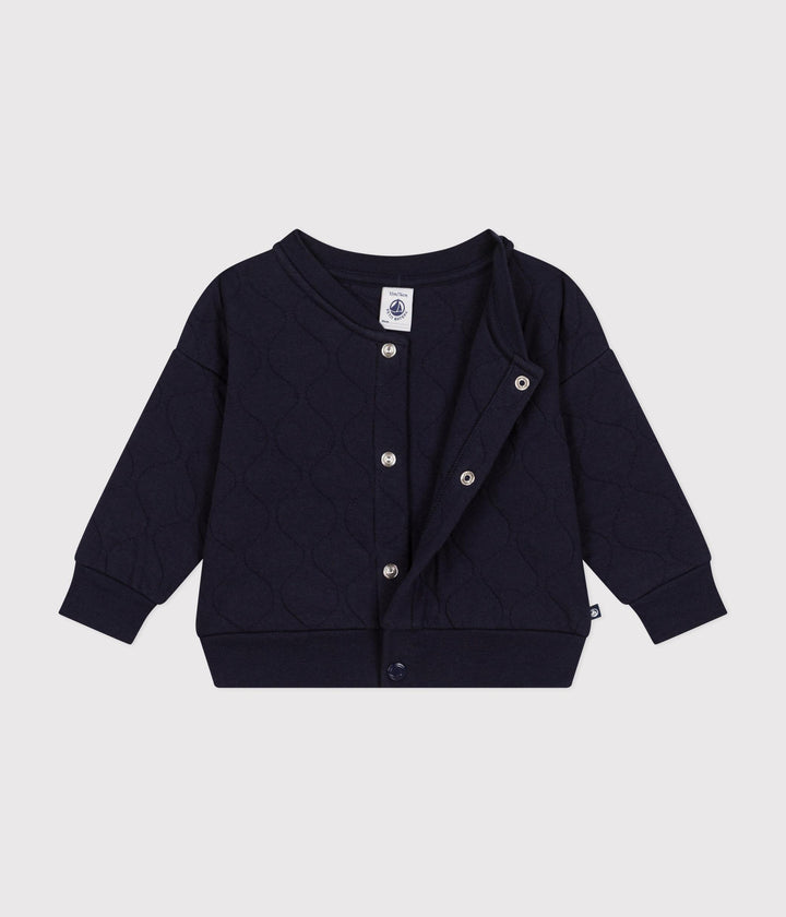 Cardigan blu scuro teddy in tubique trapuntato blu A0BPU 01 PETIT BATEAU 