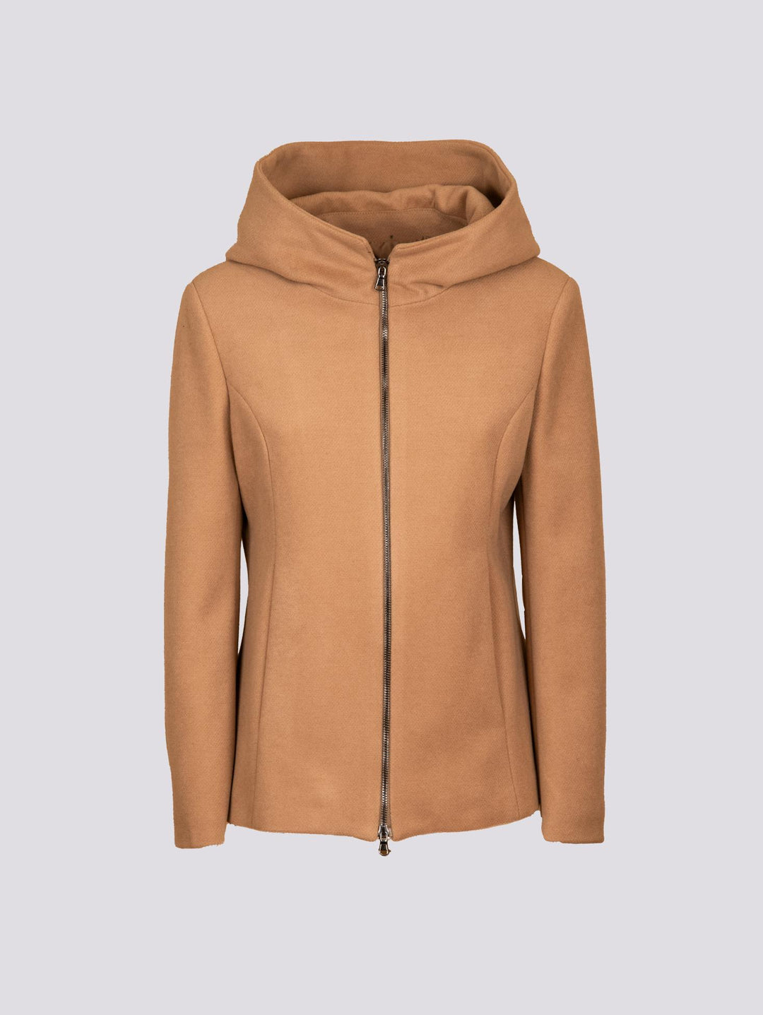Giacca con zip e collo ampio in panno cammello 9416CDH 51 ANDREA MORANDO 