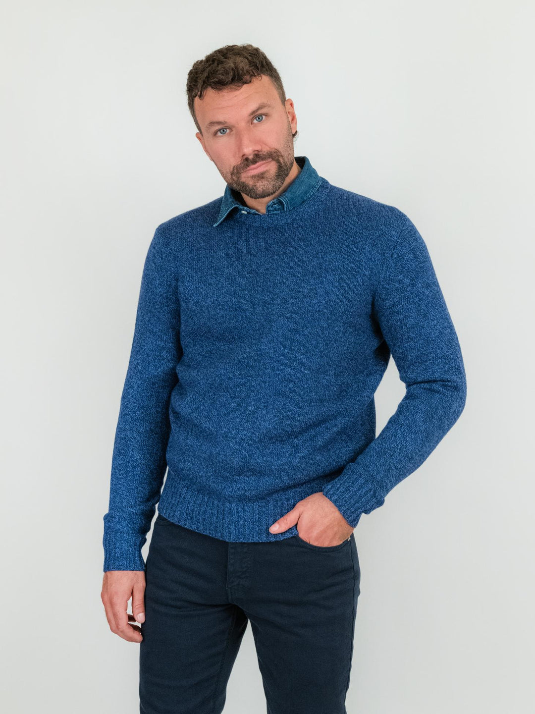 GIROCOLLO BLUETTE MELANGE MISTO CASHMERE 87071 421 ANDREA MORANDO 