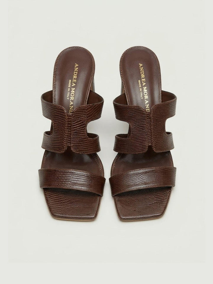 Sandalo in pelle rettile testa di moro 2589 CHOCO ANDREA MORANDO 