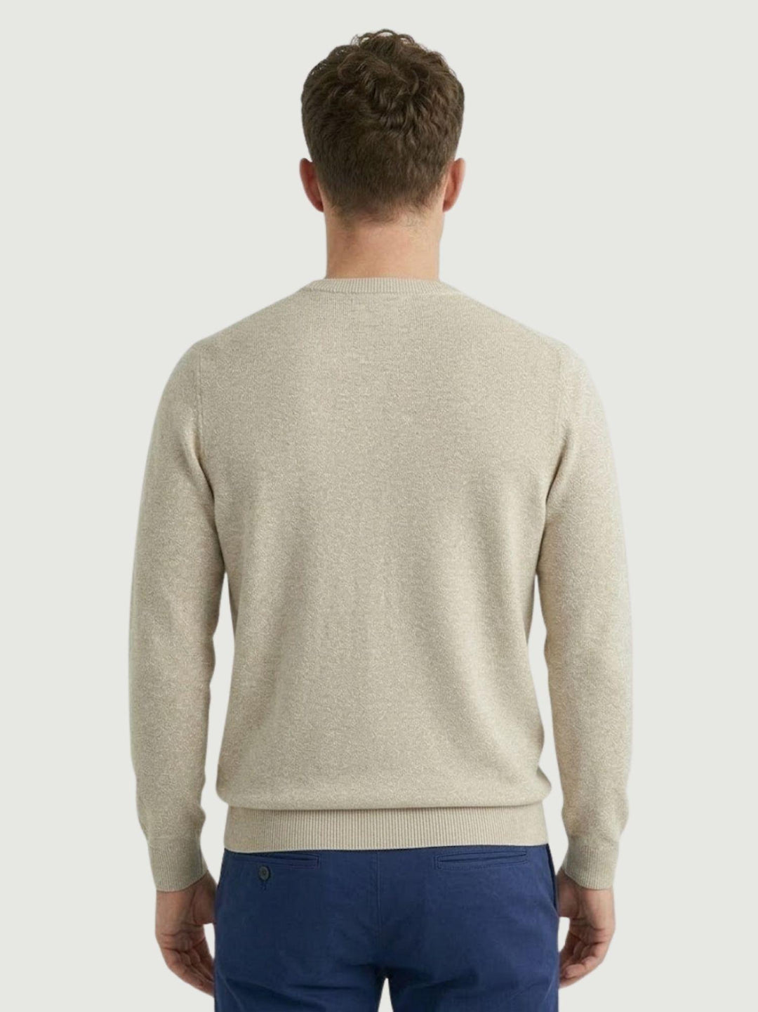 Maglia con scollo rotondo in cotone beige 3700900 612 ANDREA MORANDO 