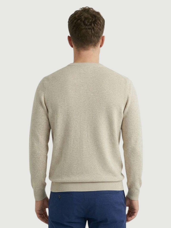 Maglia con scollo rotondo in cotone beige 3700900 612 ANDREA MORANDO 
