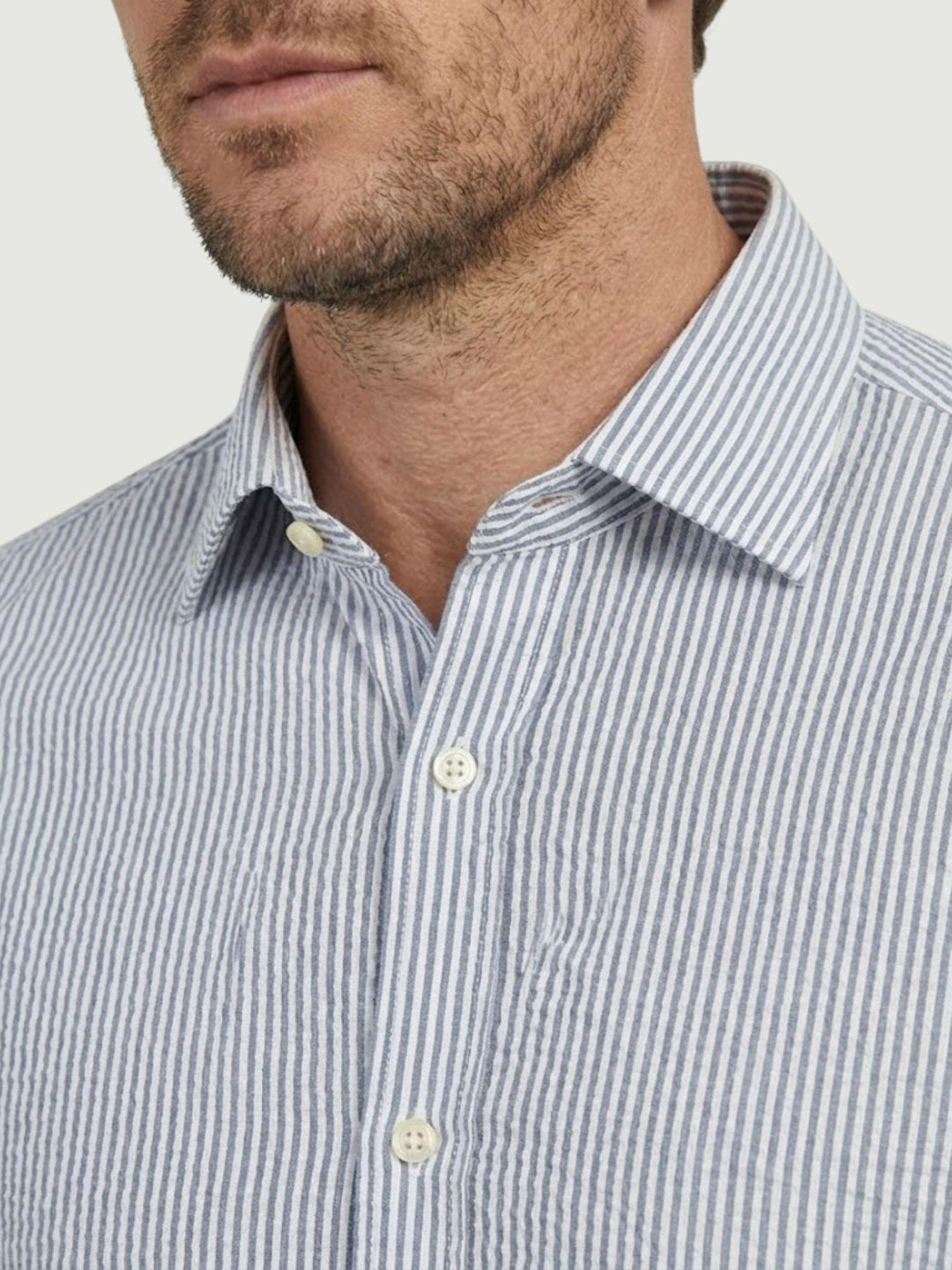Camicia seersucker in cotone a righe azzurra JEPP 01 DEPERLU 