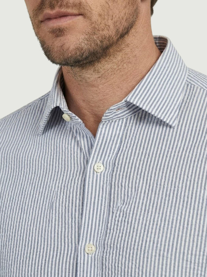 Camicia seersucker in cotone a righe azzurra JEPP 01 DEPERLU 