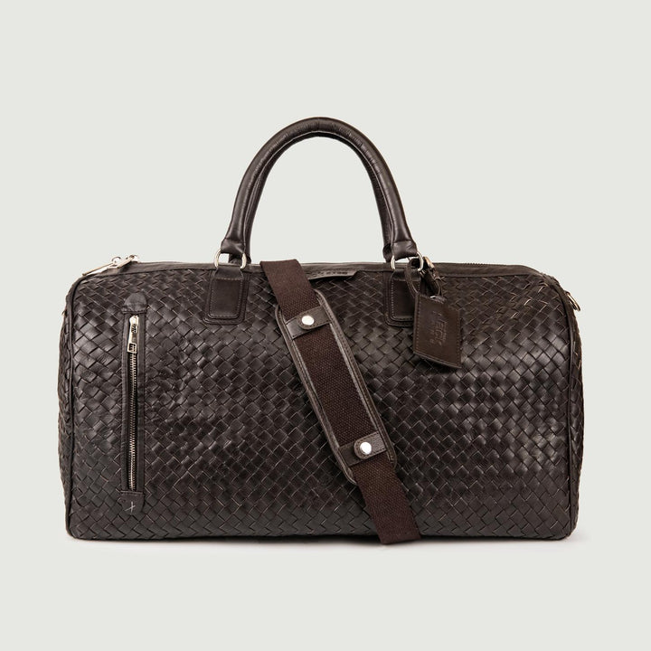 BORSONE IN PELLE INTRECCIATA DARK BROWN TOURIST 06 JACK LEATHER 
