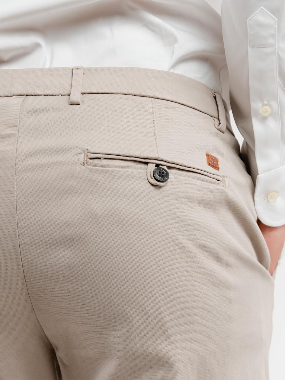 PANTALONE  STRIKER IN COTONE CON MICROTRAMA BEIGE T617STR 775 NOLAB 