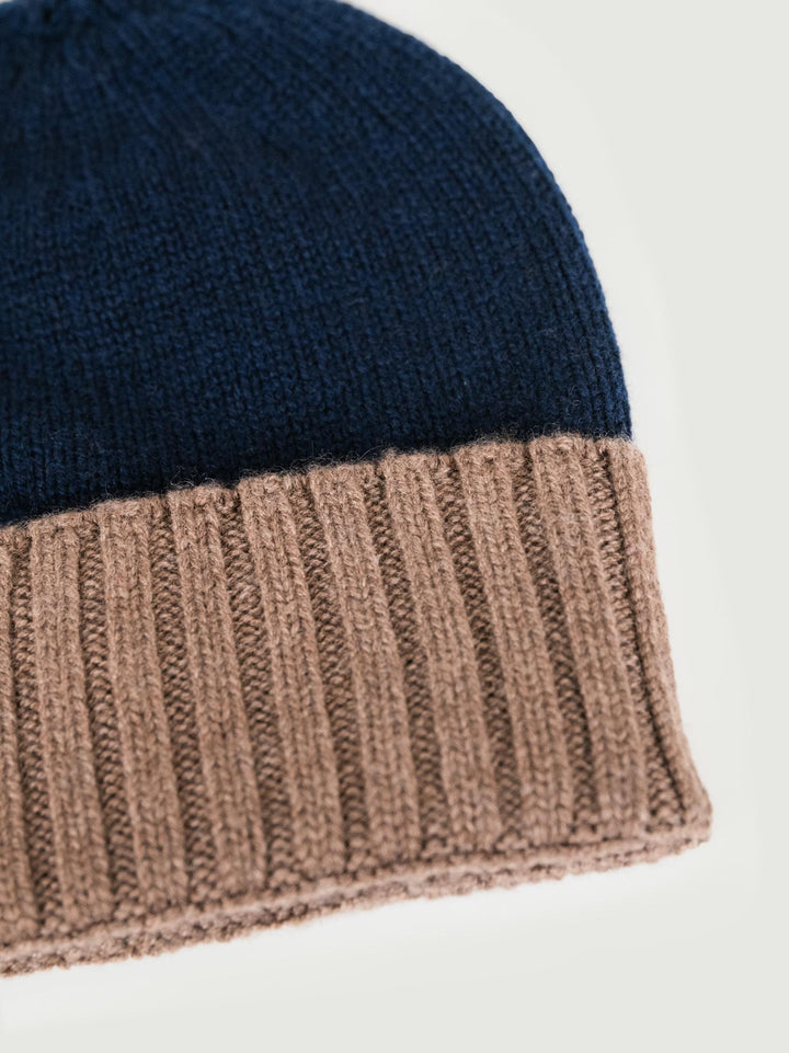 BERRETTO BLU NAVY E MARRONE IN CASHMERE 198B NOTTURNO/LEGNO ANDREA MORANDO 