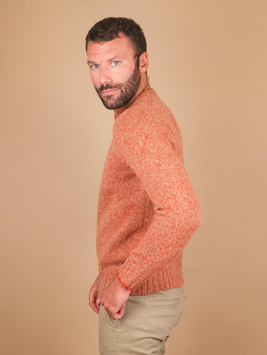 MAGLIONE GIROCOLLO IN LANA VERGINE MELANGE 10158 833 ANDREA MORANDO 