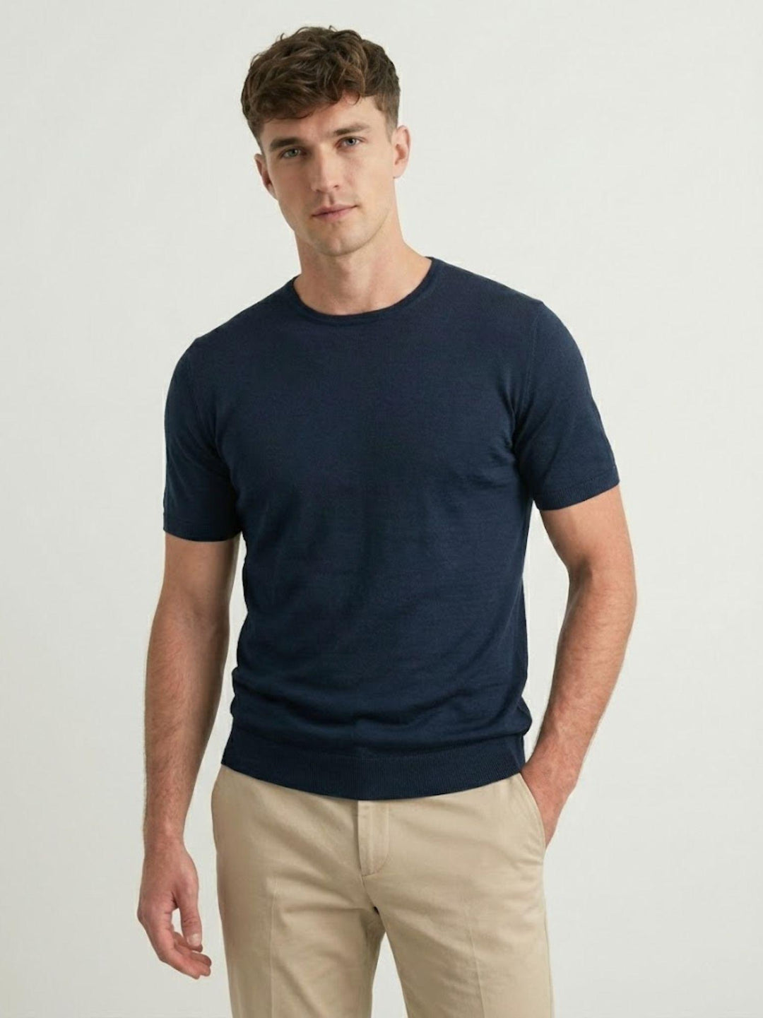 T-shirt in maglina di cotone blu VITTI BLU ANDREA MORANDO 