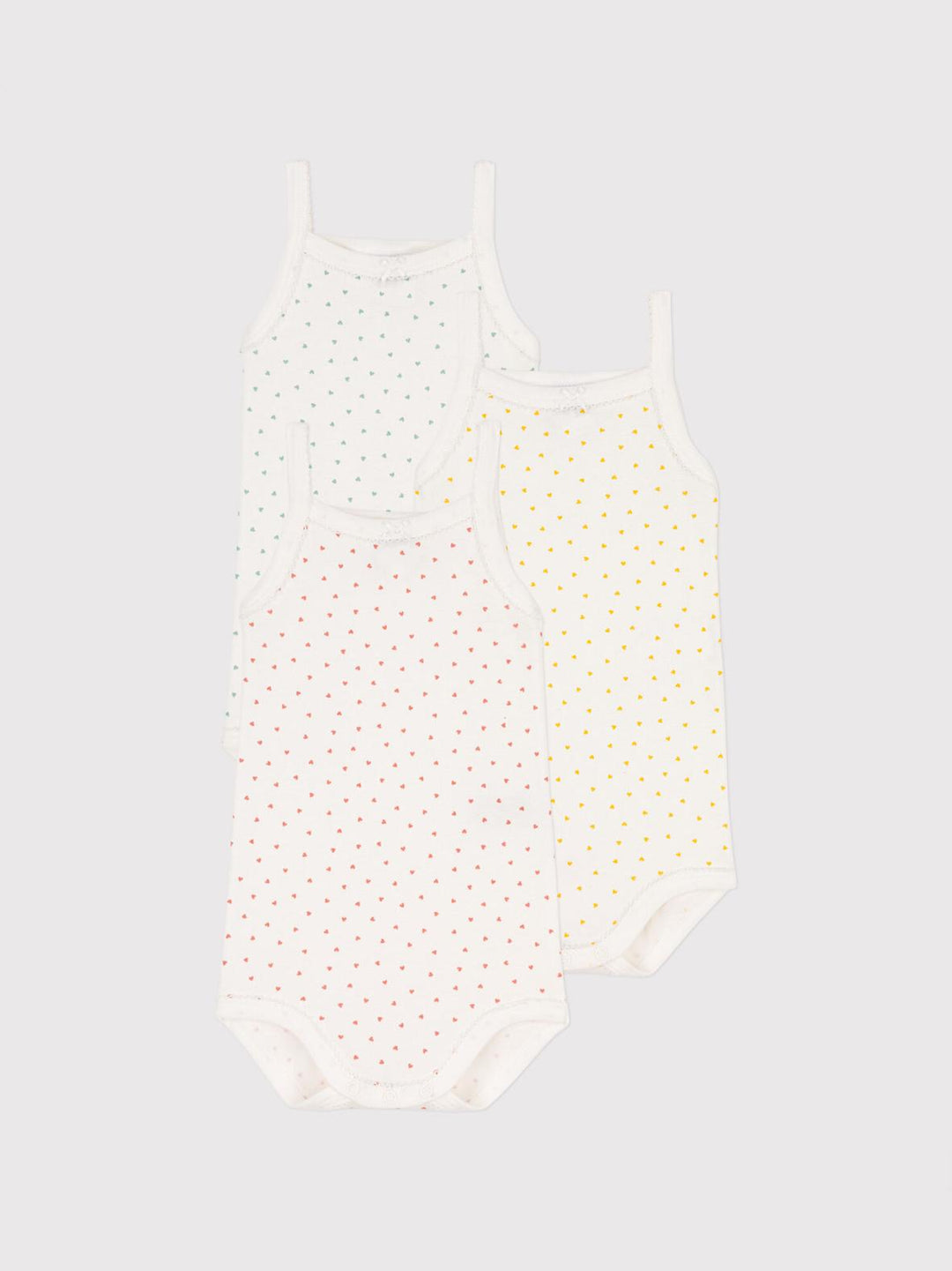 Confezione Da 3 Body A Cuori Con Spalline In Cotone A07L3 00 PETIT BATEAU 