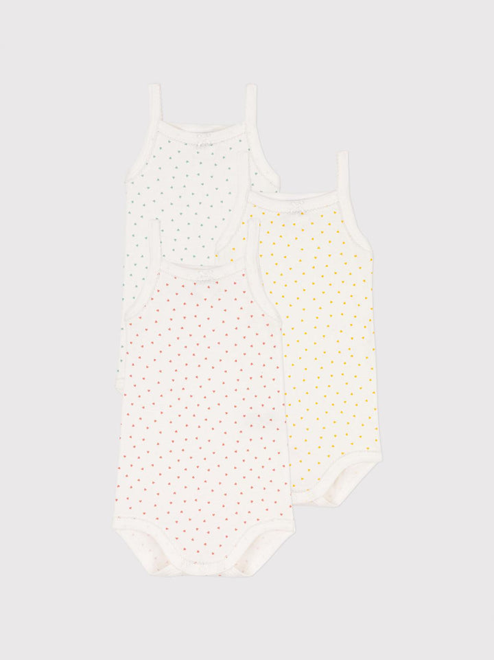 Confezione Da 3 Body A Cuori Con Spalline In Cotone A07L3 00 PETIT BATEAU 