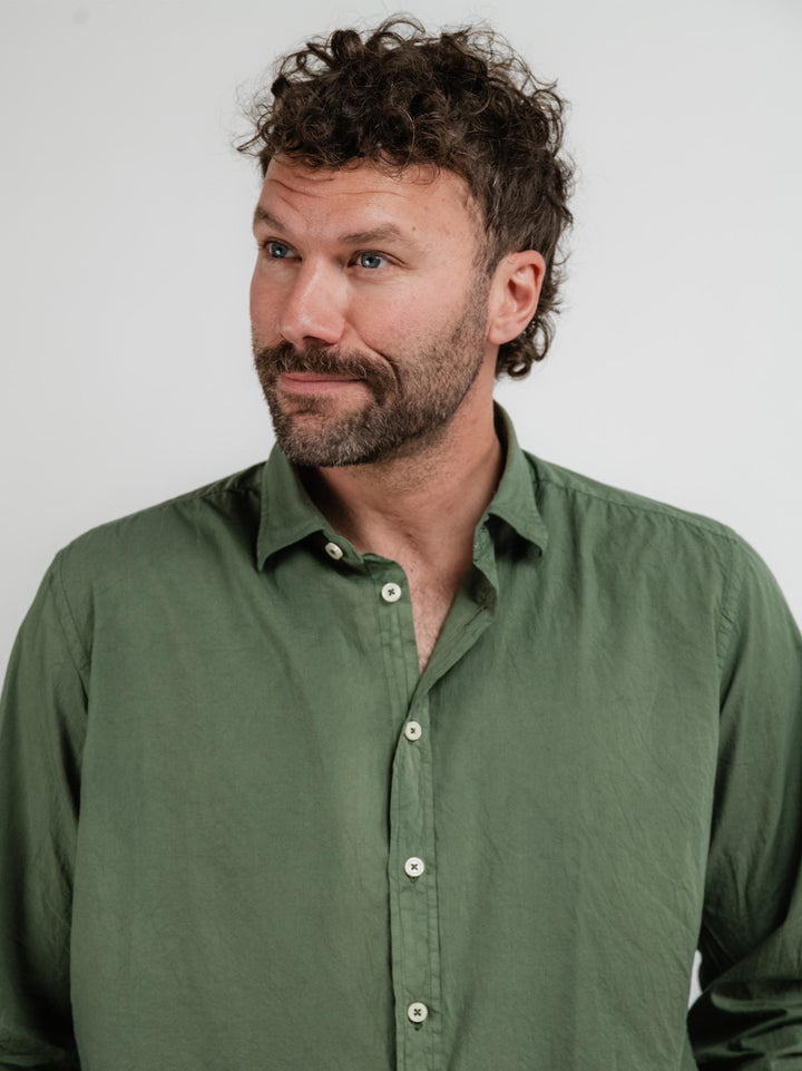 CAMICIA IN MUSSOLA DI COTONE VERDE MILITARE