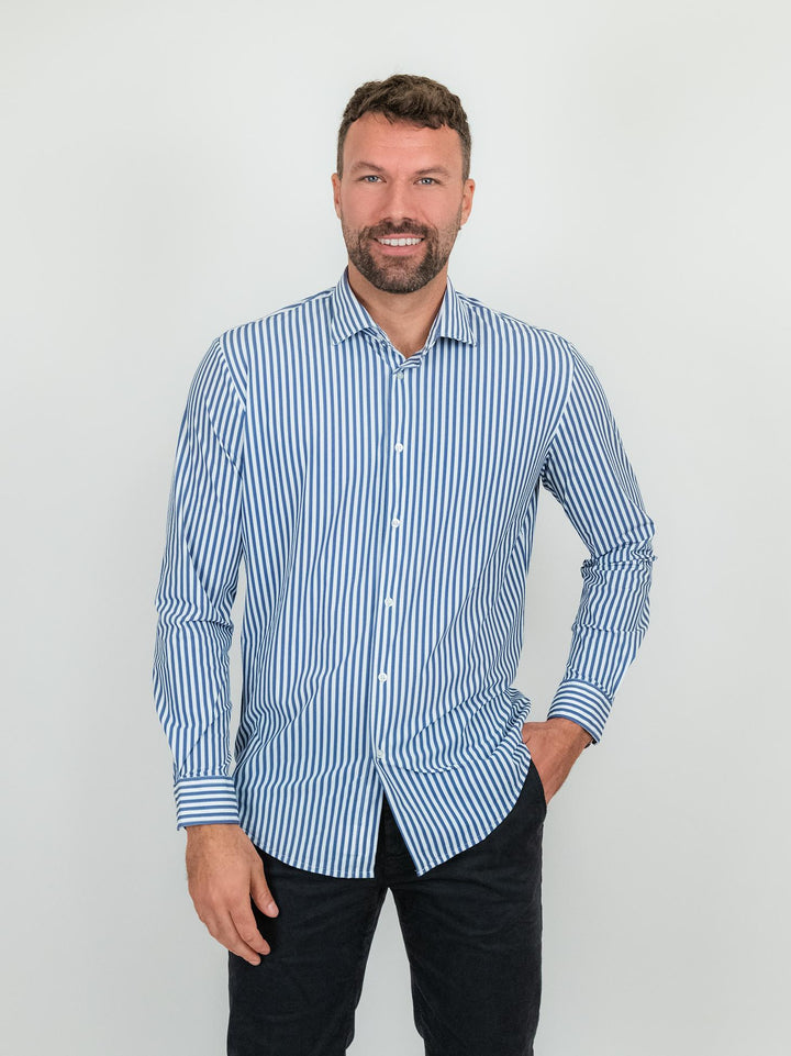 CAMICIA no stiro a righe bianco blu BU25W10CAFIO3044 200 ANDREA MORANDO 