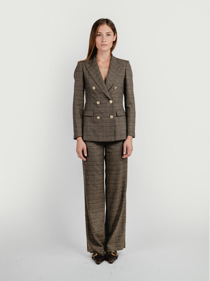 PANTALONE A PALAZZO FANTASIA CHECK TESTA MORO 4113 300 ANDREA MORANDO 