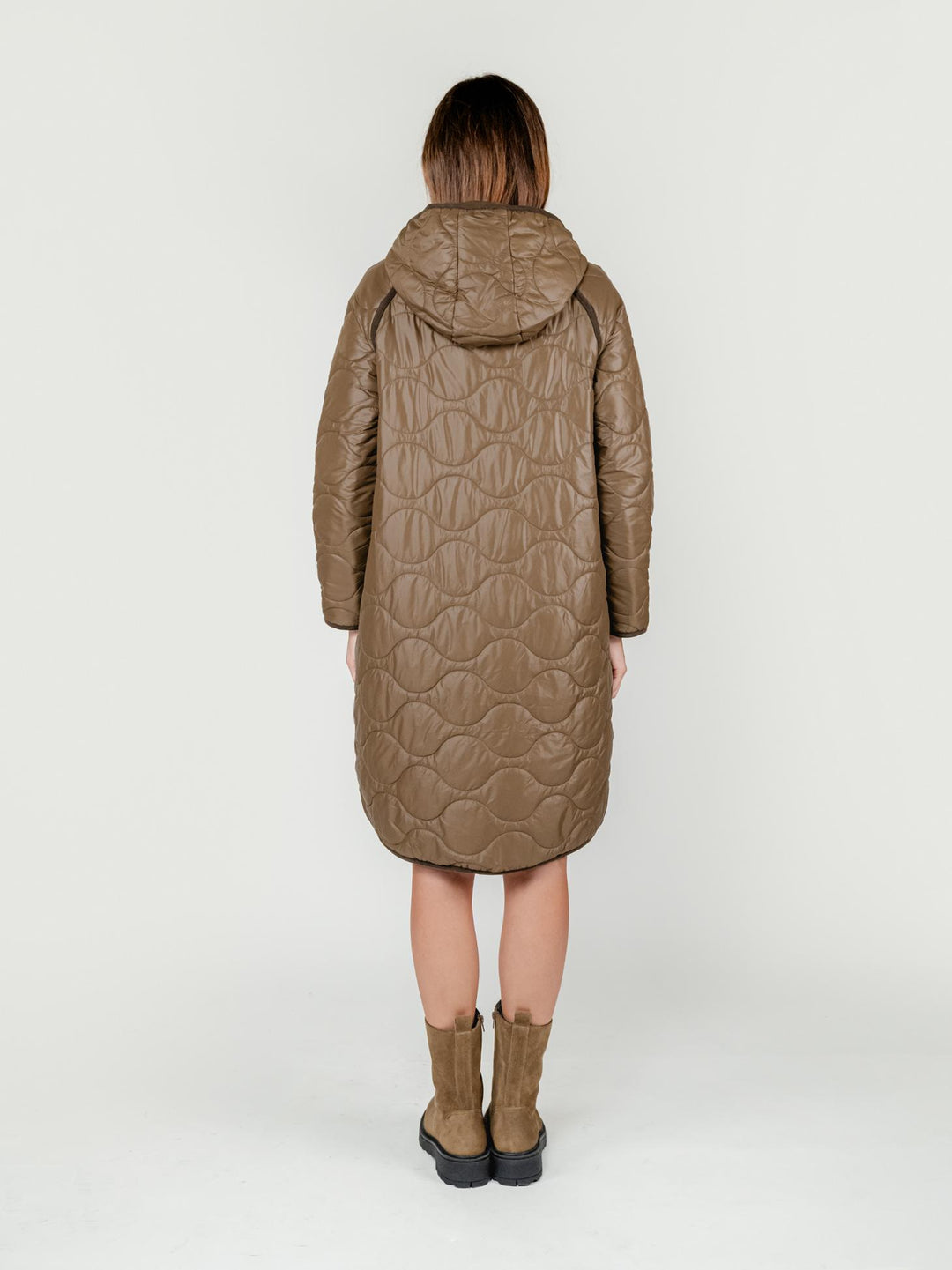 GIACCA A VENTO LUNGA IN NYLON KHAKI 565NIGO421 62 ANDREA MORANDO 