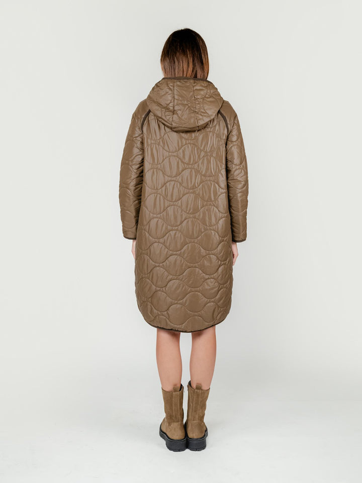 GIACCA A VENTO LUNGA IN NYLON KHAKI 565NIGO421 62 ANDREA MORANDO 