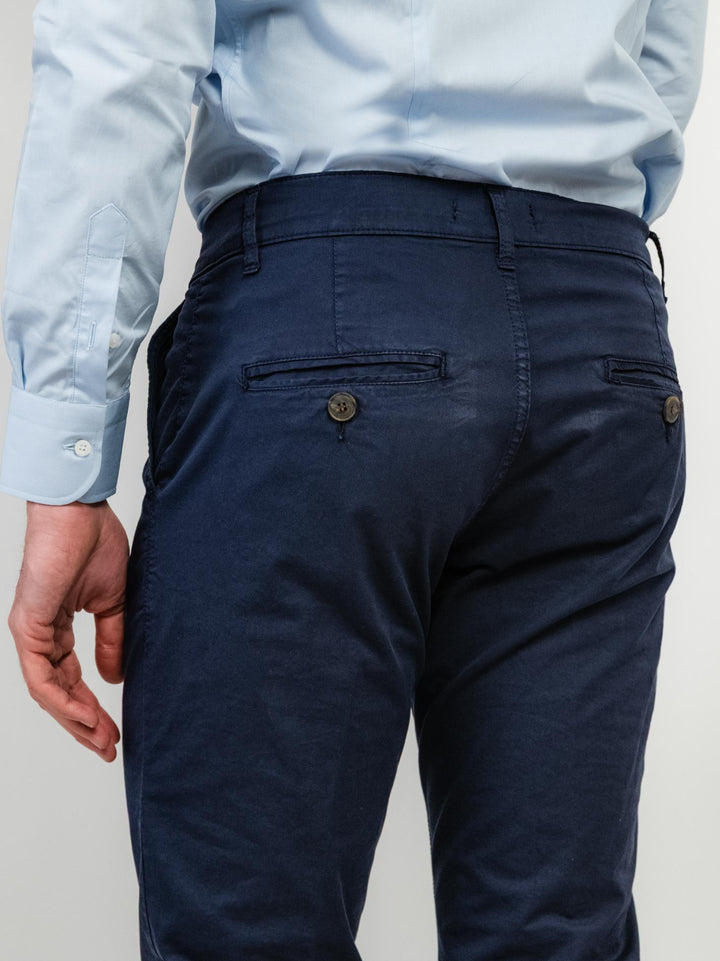 PANTALONE IN COTONE BLU NAVY