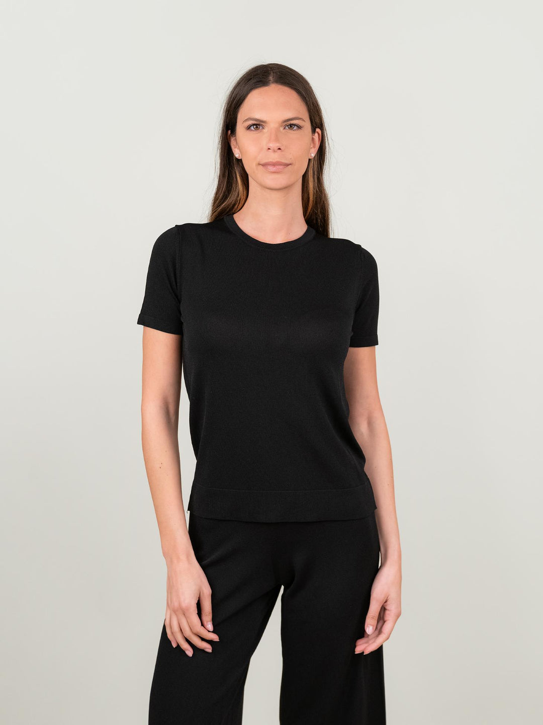 T-SHIRT A MANICA CORTA IN MAGLIA NERA 2666 NERO ANDREA MORANDO 
