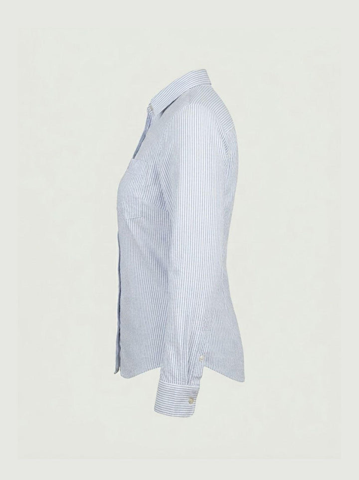 Camicia in cotone a righe azzurre e bianche 4006 RIGA ANDREA MORANDO 