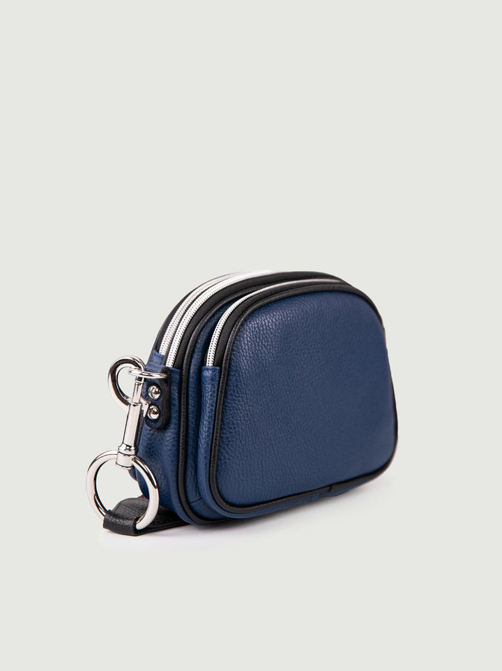 BORSA A TRACOLLA TRIS IN PELLE BLU TRIS BLU ANDREA MORANDO 
