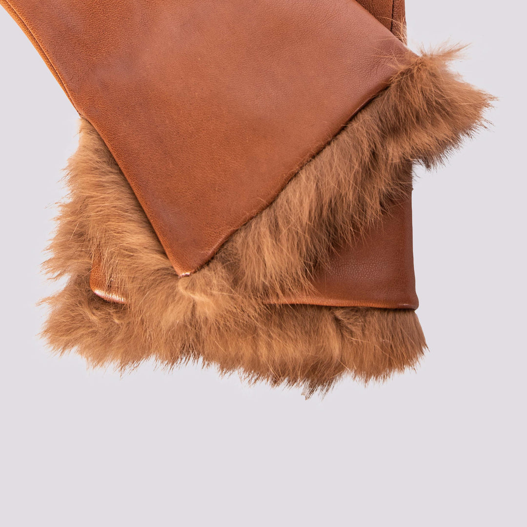 GUANTI IN NAPPA COGNAC CON POLSINO LAPIN 65 CAMMELLO ANDREA MORANDO 