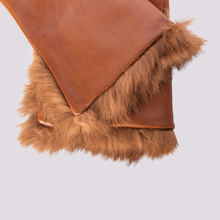 GUANTI IN NAPPA COGNAC CON POLSINO LAPIN 65 CAMMELLO ANDREA MORANDO 