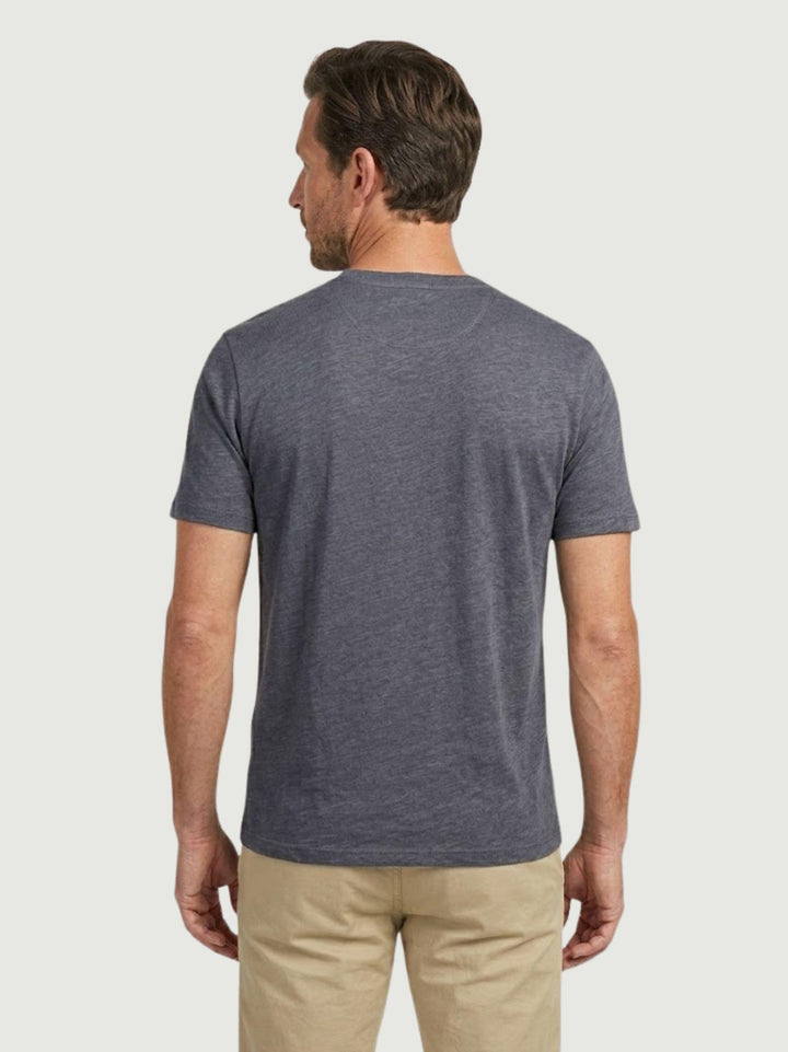T-shirt collo serafino misto lino navy 6TS0358 NAVY ANDREA MORANDO 
