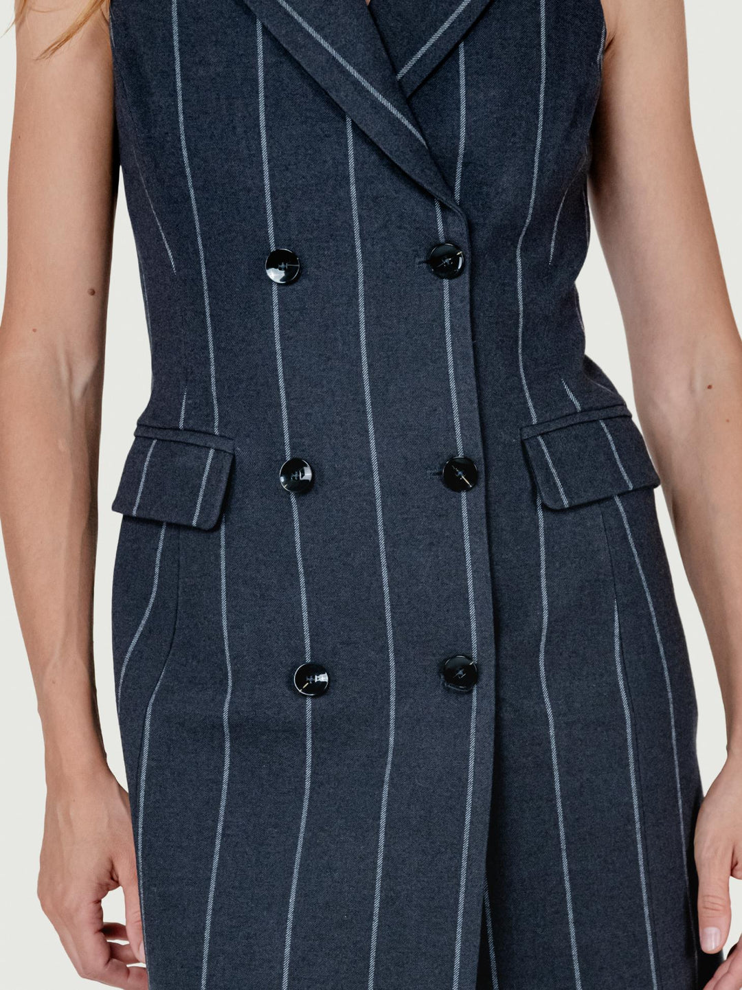 ABITO GILET GESSATO GRIGIO ANTRACITE 565IRDI723 81 ANDREA MORANDO 
