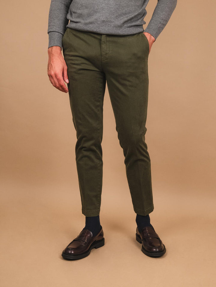 PANTALONE TASCA A FILO IN COTONE LISCIO VERDE OF1CT00P004 131 ANDREA MORANDO 