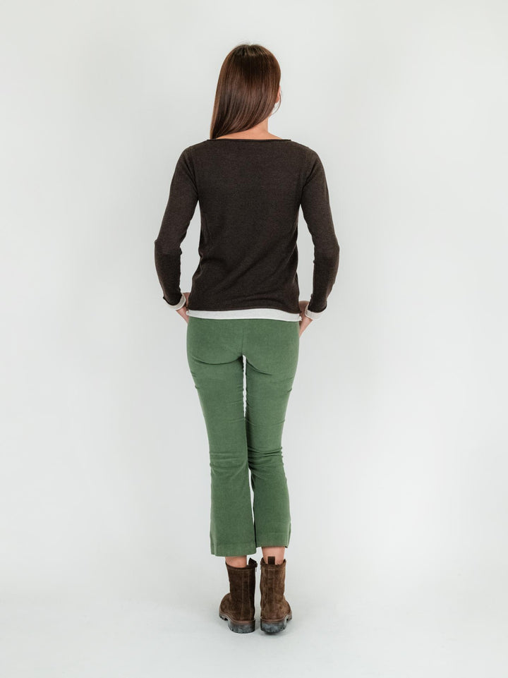 Pantalone a trombetta in velluto color salvia 824W21 SALVIA ANDREA MORANDO 