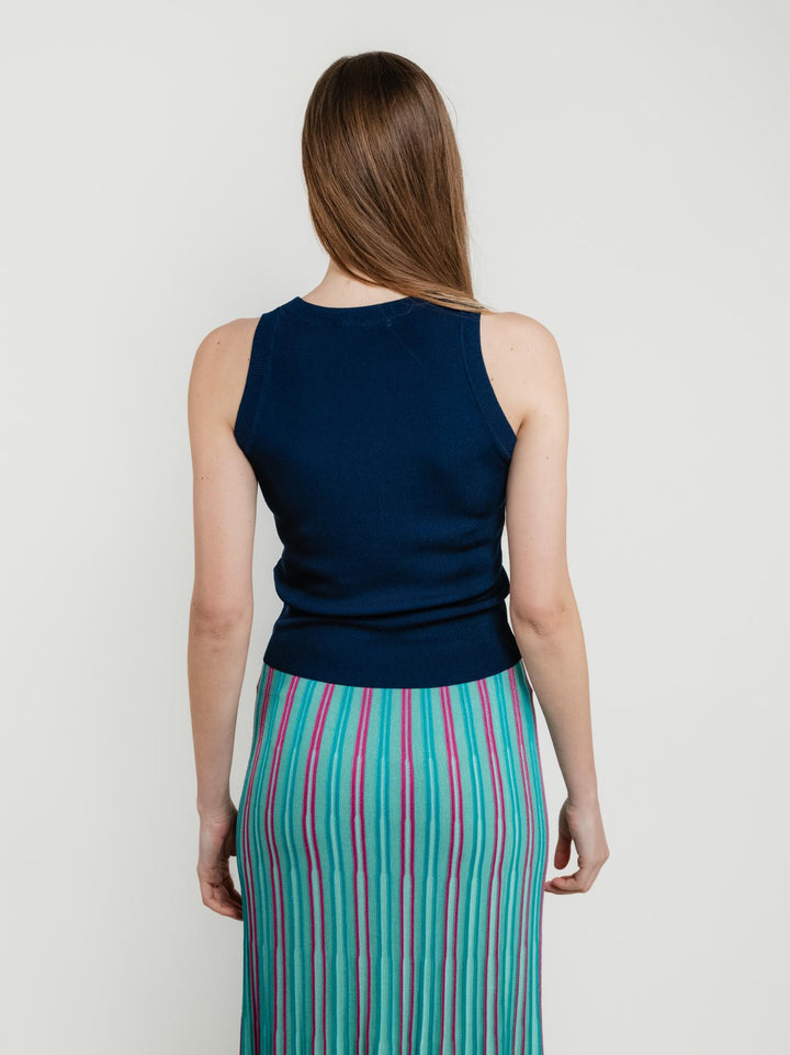 Canotta in maglia a costine blu