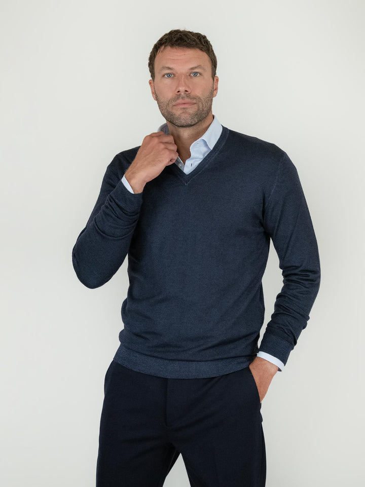 MAGLIA IN LANA MERINO BLU NOTTE 0001 24 FIESOLI DANIELE 