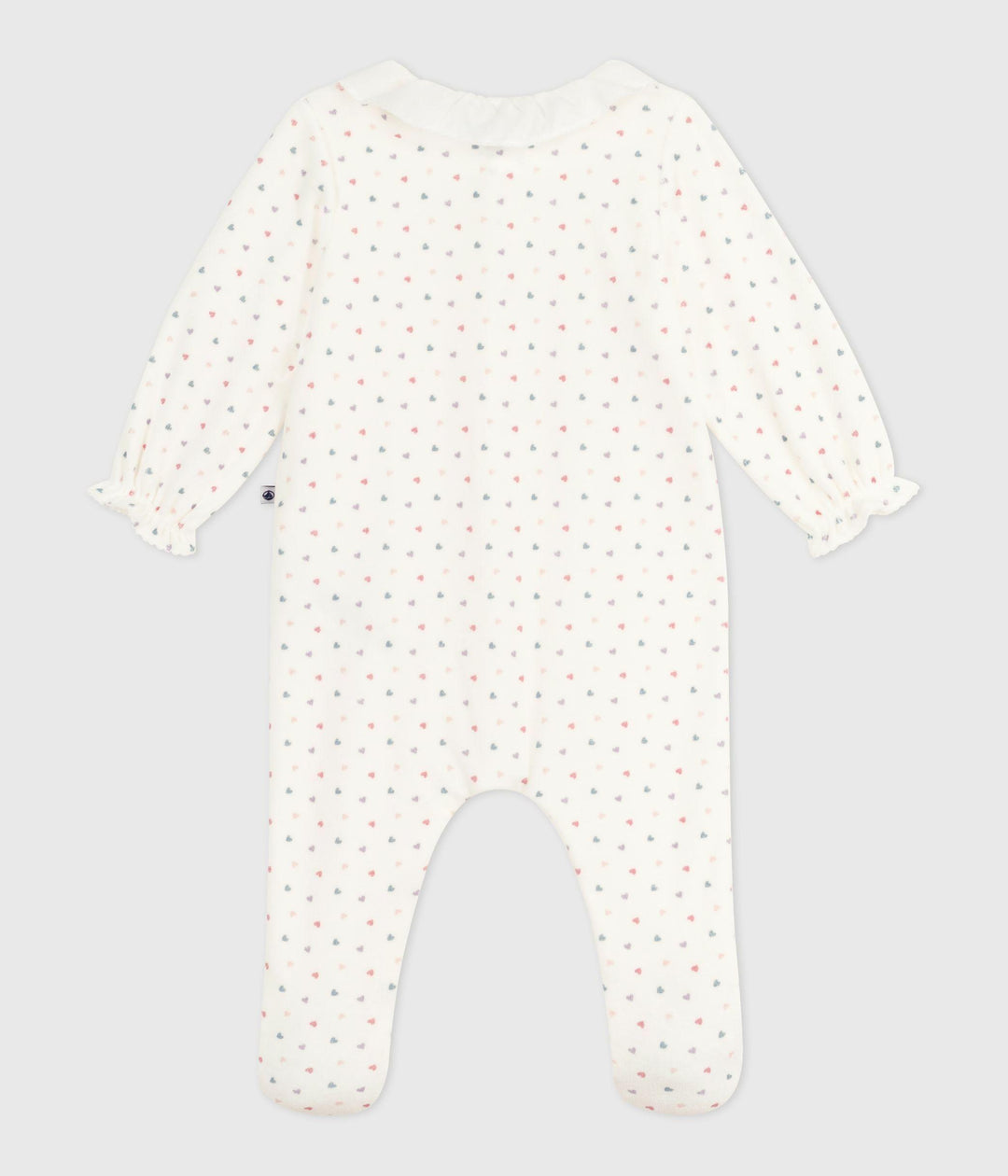 Pigiama in ciniglia con colletto stampato a cuori neonato A0DQS 01 PETIT BATEAU 