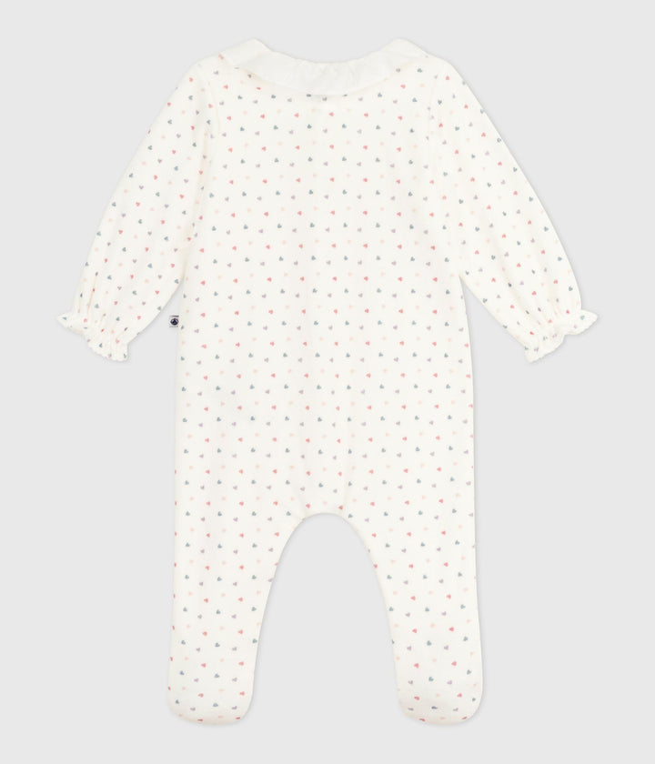Pigiama in ciniglia con colletto stampato a cuori neonato A0DQS 01 PETIT BATEAU 