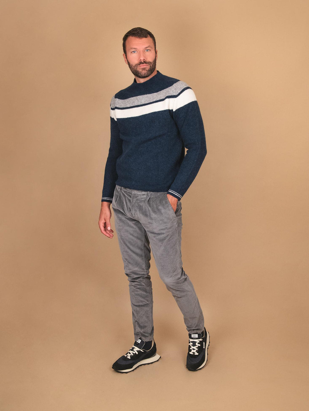 GIROCOLLO BLU NOTTE IN MISTO LANA MERINO 0094 0024 FIESOLI DANIELE 