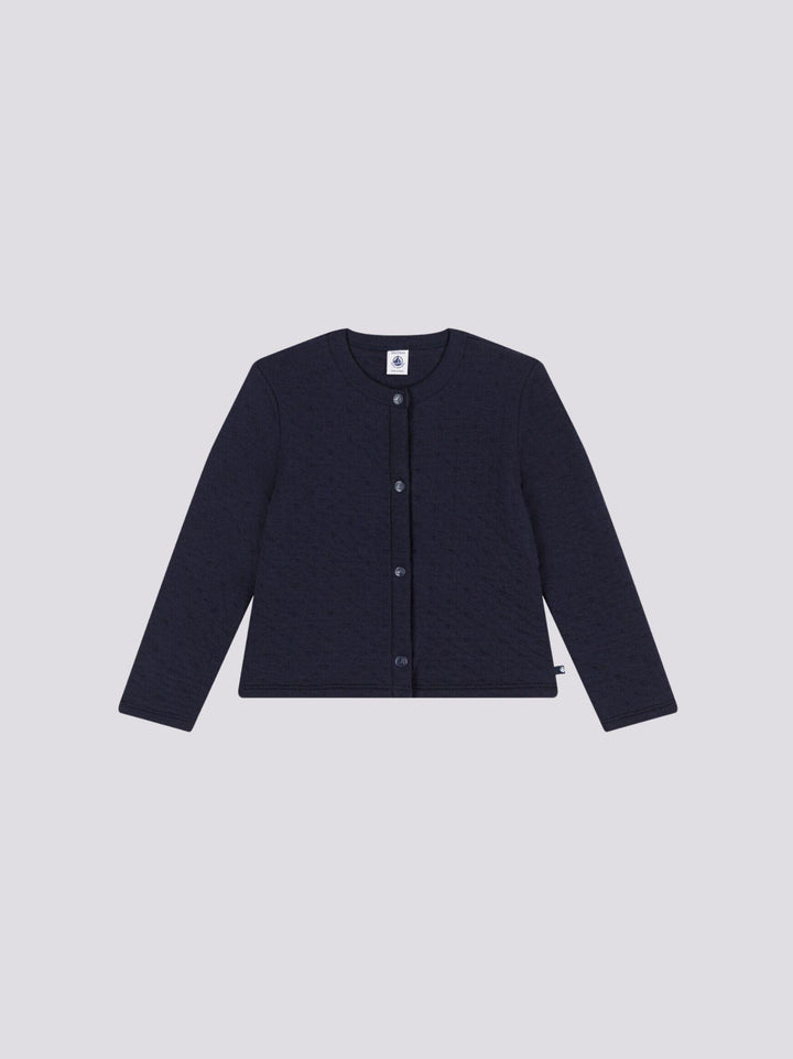 CARDIGAN IN TUBIQUE TRAPUNTATO BAMBINA A08DH 01 PETIT BATEAU 