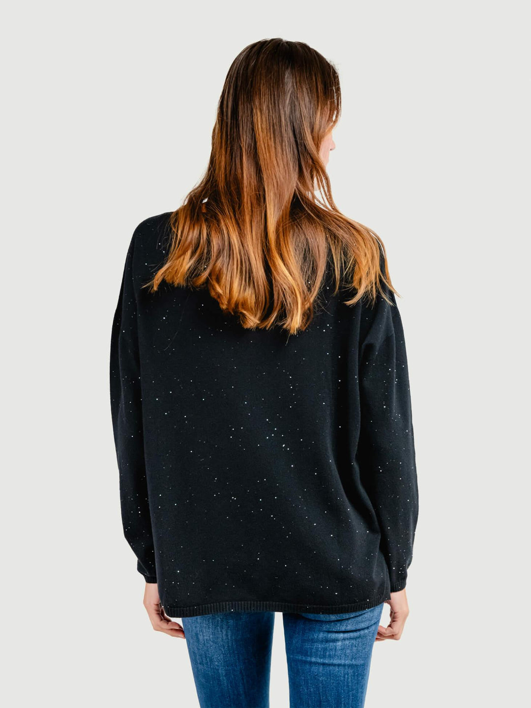 MAGLIA OVER NERA CON STRASS 7451B NERO ANDREA MORANDO 