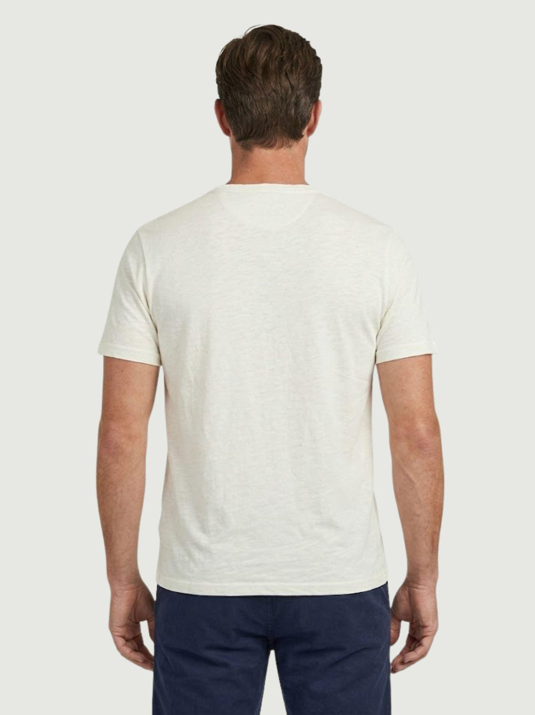 T-shirt collo serafino in misto lino bianca 6TS0358 WHITE ANDREA MORANDO 
