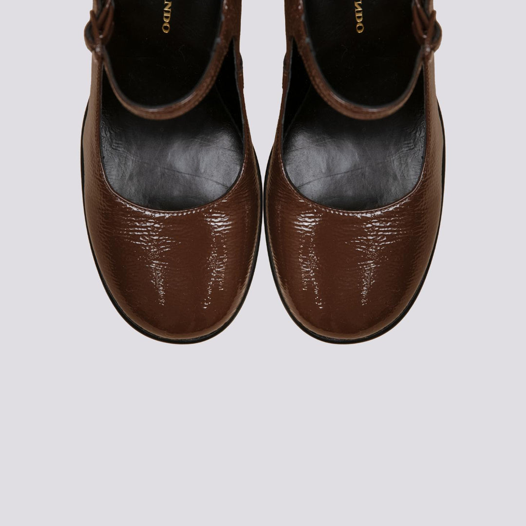 DECOLLETE CON CINTURINO IN NAPLAK MARRONE 8549/10 T.MORO ANDREA MORANDO 