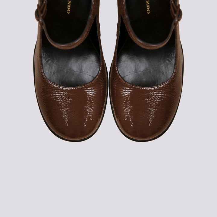DECOLLETE CON CINTURINO IN NAPLAK MARRONE 8549/10 T.MORO ANDREA MORANDO 
