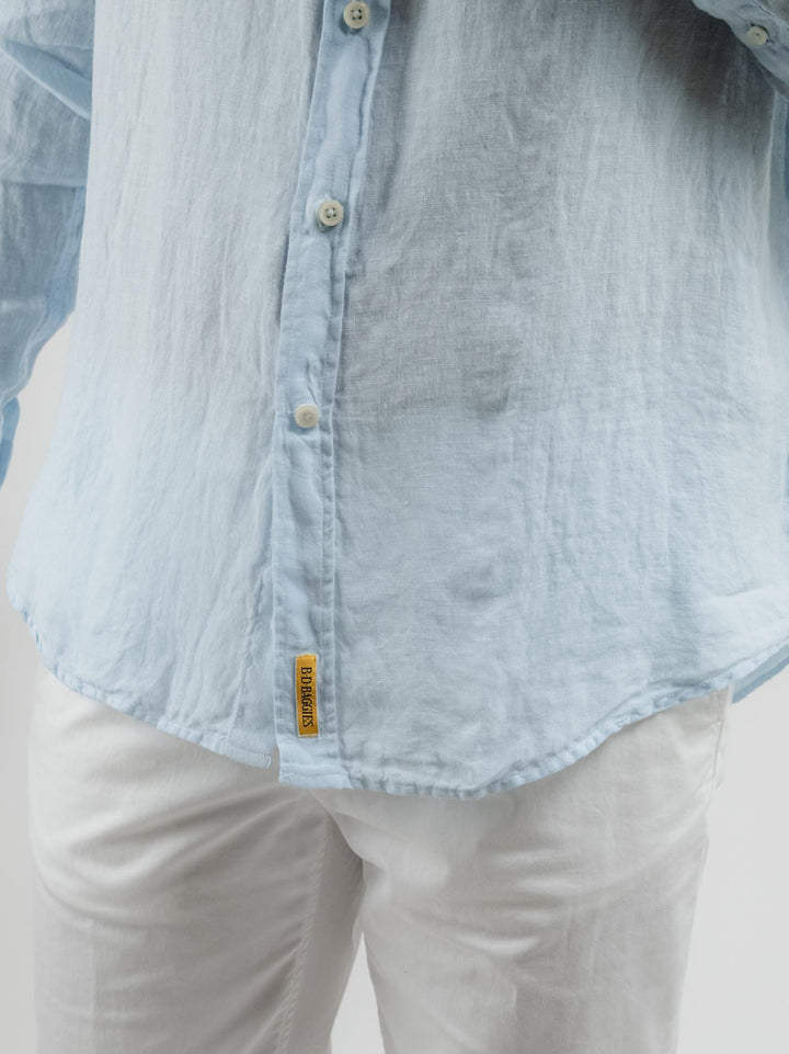 CAMICIA IN LINO BOTTONDOWN AZZURRA