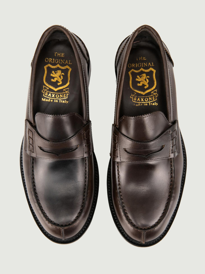 MOCASSINO PENNY IN PELLE TESTA MORO 1405 T.MORO SAXONE 